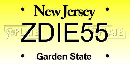ZDIE55 New Jersey License Plate