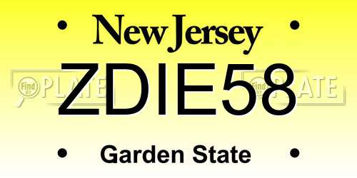 ZDIE58 New Jersey License Plate