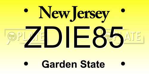 ZDIE85 New Jersey License Plate