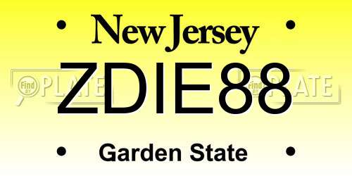 ZDIE88 New Jersey License Plate