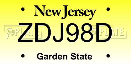 ZDJ98D New Jersey License Plate