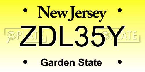 ZDL35Y New Jersey License Plate