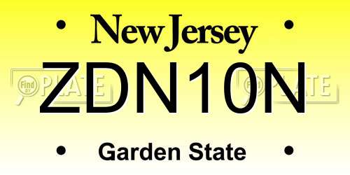 ZDN10N New Jersey License Plate