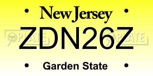 ZDN26Z New Jersey License Plate