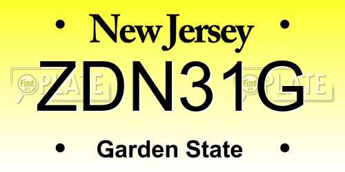 ZDN31G New Jersey License Plate
