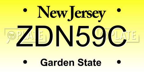 ZDN59C New Jersey License Plate