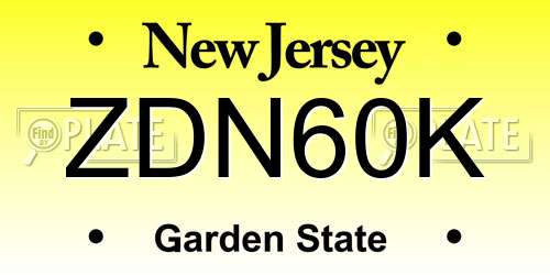 ZDN60K New Jersey License Plate