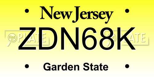 ZDN68K New Jersey License Plate