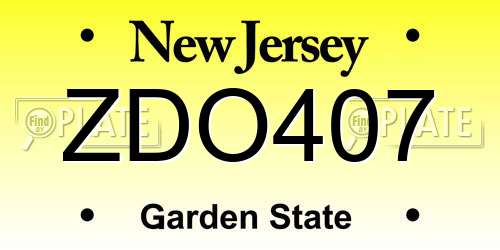 ZDO407 New Jersey License Plate