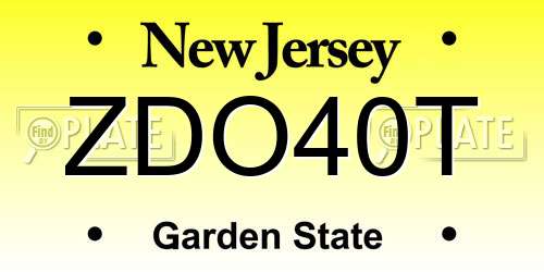 ZDO40T New Jersey License Plate