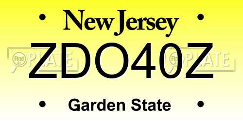ZDO40Z New Jersey License Plate