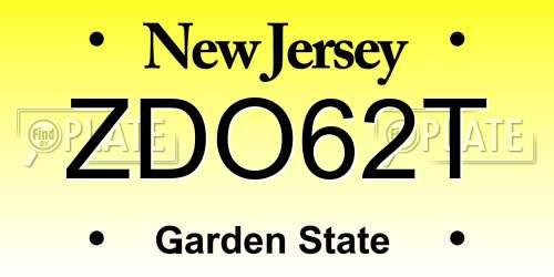 ZDO62T New Jersey License Plate
