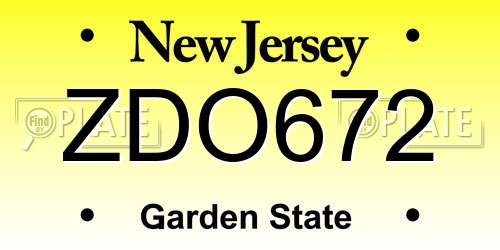 ZDO672 New Jersey License Plate