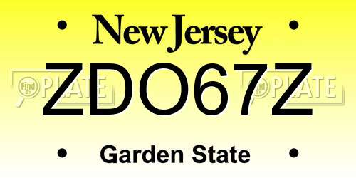 ZDO67Z New Jersey License Plate