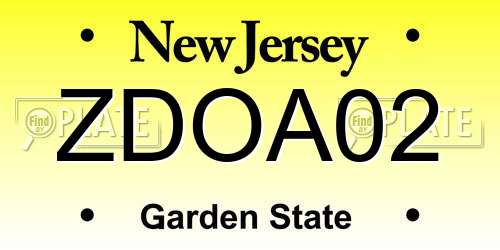 ZDOA02 New Jersey License Plate