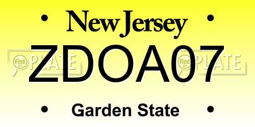 ZDOA07 New Jersey License Plate