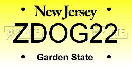 ZDOG22 New Jersey License Plate