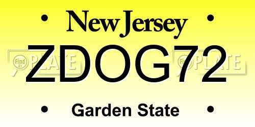 ZDOG72 New Jersey License Plate