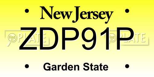 ZDP91P New Jersey License Plate