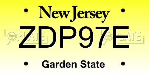 ZDP97E New Jersey License Plate