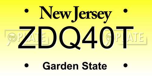 ZDQ40T New Jersey License Plate