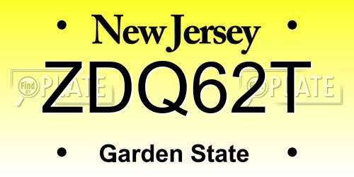 ZDQ62T New Jersey License Plate