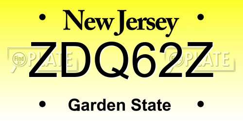 ZDQ62Z New Jersey License Plate