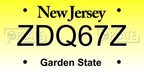 ZDQ67Z New Jersey License Plate