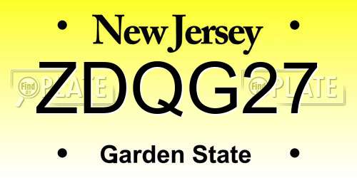 ZDQG27 New Jersey License Plate