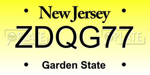 ZDQG77 New Jersey License Plate