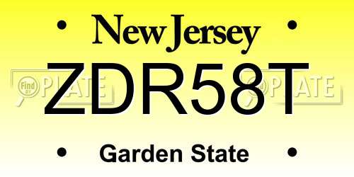 ZDR58T New Jersey License Plate