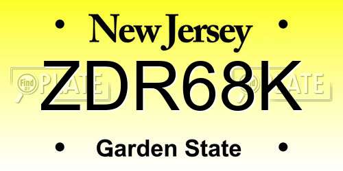 ZDR68K New Jersey License Plate
