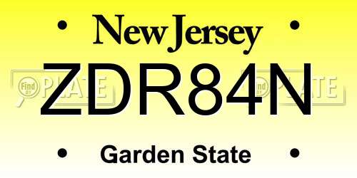 ZDR84N New Jersey License Plate