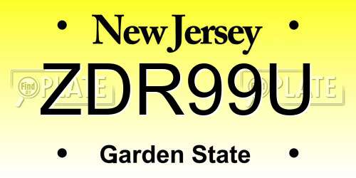 ZDR99U New Jersey License Plate