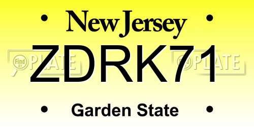 ZDRK71 New Jersey License Plate