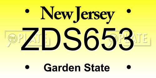 ZDS653 New Jersey License Plate