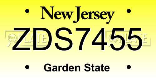 ZDS7455 New Jersey License Plate