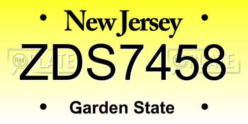 ZDS7458 New Jersey License Plate