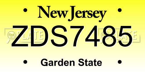 ZDS7485 New Jersey License Plate