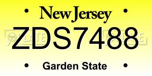 ZDS7488 New Jersey License Plate