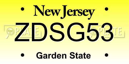 ZDSG53 New Jersey License Plate