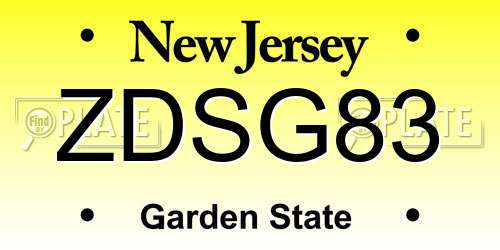 ZDSG83 New Jersey License Plate