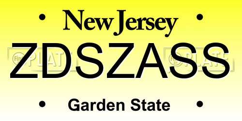 ZDSZASS New Jersey License Plate