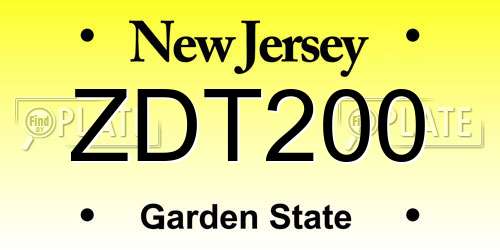 ZDT200 New Jersey License Plate