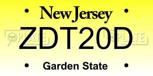 ZDT20D New Jersey License Plate