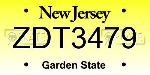 ZDT3479 New Jersey License Plate