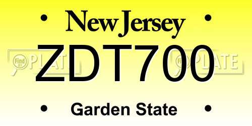 ZDT700 New Jersey License Plate