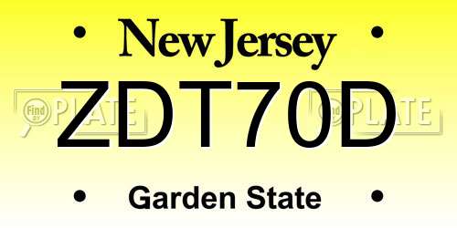 ZDT70D New Jersey License Plate