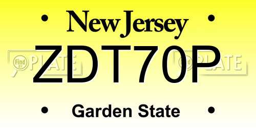 ZDT70P New Jersey License Plate