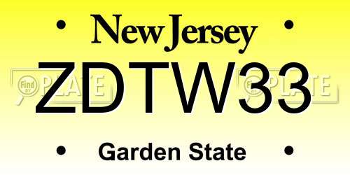 ZDTW33 New Jersey License Plate